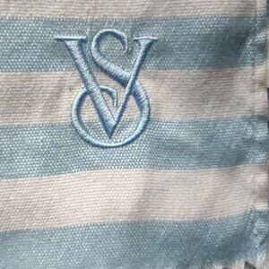 Victorias Secret Beach Blanket Throw Scarf Cover-Wrap Blue & White Striped